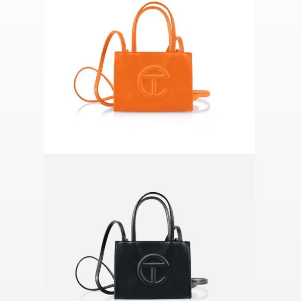 Telfar Small Leather Shopping Bag Combo - Black & Orange